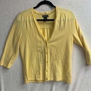 Eddie Bauer Yellow Women's Sz M Cardigan V- neck Button up Shirt Jacket